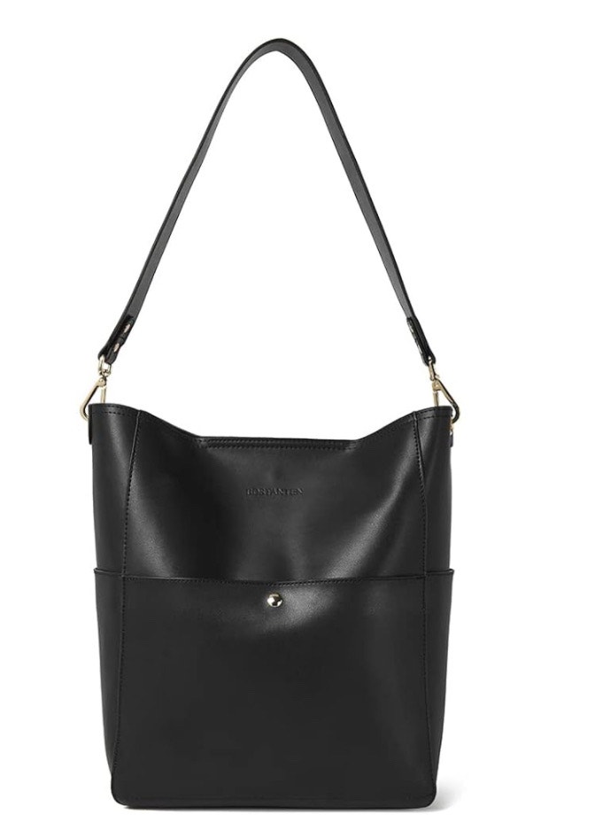 Bostanten Lottery Leather Hobo Bag Large Black